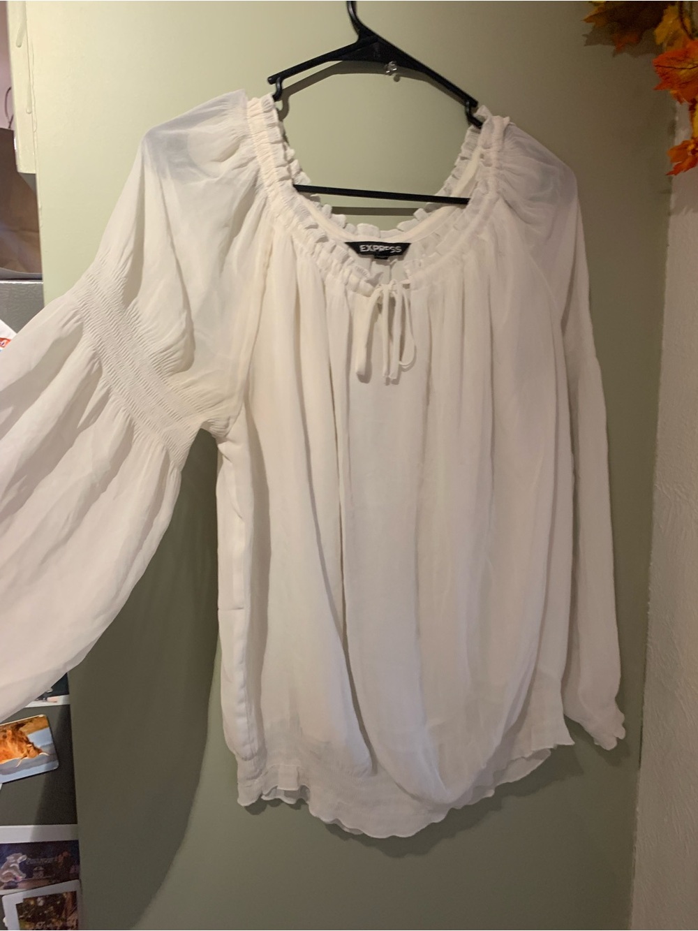Express White Boho Peasant Tunic Top
